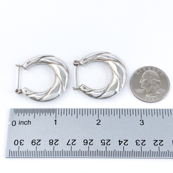 Vintage NF Sterling Silver 925 Twisted Hoop Creole Earrings - Picture 4 of 5